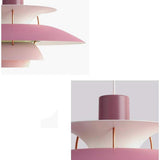 E27 Nordique Designer Danois Art Lustre,Ajustement Facile Multicouches Tête Unique Lustre,Moderne Restaurant Bar Cafe Pendant Light,Chambre Chevet,Simple Macaron Aluminium Lustre-Gradient violet 40cm