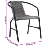 vidaXL 2X Chaises de Jardin Fauteuils de Patio Chaises de Terrasse Sièges de Salle à Manger d'Extérieur Plastique Rotin et Acier 110 kg