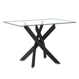 GOLDFAN Table en Verre Trempé Salle à Manger de Cuisine Moderne, Une Table à Manger Noir pour 4 Personnes,110 cm, Noire