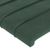 vidaXL Tête de Lit avec Oreilles Meuble de Chambre à Coucher Accessoire de Lit Double Tête de Cadre de Lit Vert Foncé 203x16x118/128 cm Velours