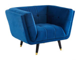 Vente-unique - Fauteuil Samantha II en Velours - Bleu Nuit