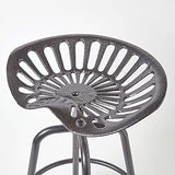 HOMESCAPES Tabouret de Bar Vintage Gris avec siège de Tracteur pivotant, 70 cm