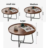 GQQDDD Table Basse Multifonctionnelle pour Salon Moderne, Petit Ménage Rond, Combinaison Table Basse, Plateau en Bois De Noyer Et Cadre en Métal Noir(Size:60x39cm,Color:Noyer)