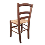 okaffarefatto Zimbardi Chaise en bois massif avec assise en paille de riz couleur noyer foncé