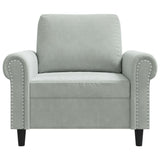 vidaXL Fauteuil, Siège avec Accoudoirs et Dossier Rembourrés, Canapé avec Coussin, Meuble de Salle de Séjour, Moderne, Gris Clair Velours