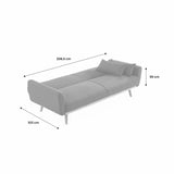 Alice's Home - Canapé Convertible à bouclettes Blanches- Oskar - 2-3 Places scandinave Droit avec Pieds Bois
