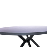 FRANKYSTAR Marui - Table à manger ovale en bois et métal avec pied central Ashi 150 x 90 cm - gris effet bois