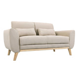 Miliboo Canapé scandinave 2 Places en Tissu Beige et Bois Clair EKTOR