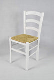 t m c s Tommychairs - Set 4 chaises Venezia pour Cuisine, Bar et Salle à Manger, Robuste Structure en Bois de hêtre laqué en Couleur Blanc et Assise en Paille