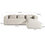 Lisa Design - Canapé d'angle Droit - Stella en Velours Côtelé - Sofa Bleu Canard 4 Places - Salon