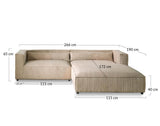Lisa Design - Canapé d'angle Droit - Ela en Velours Côtelé - Sofa Rose 4 Places - Salon