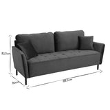 Miliboo Canapé Design 3 Places en Tissu Velours Bleu foncé et métal Noir BEKA