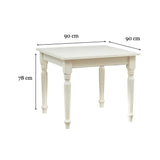 Biscottini Table Salle à Manger 90x78x90 cm | Table Cuisine Rustique | Table carrée Salle à Manger en Bois Massif | Blanche Antique