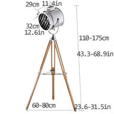LDCBFTR Lampadaire trépied chromé projecteur rétro pour la décoration de la Maison pour Le Salon, Les Chambres à Coucher, l'éclairage intérieur, etc. (sans Ampoule),A