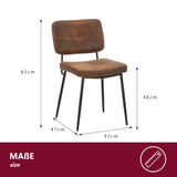 HOOZ Lot de 2 ou 4 chaises rembourrées avec dossier, chaises de cuisine, avec pieds en métal, pour salle à manger, chambre à coucher et salle de conférence (aspect cuir marron, 2)