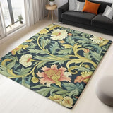 Générique Tapis de Salon 160 x 230 cm Tapis Poil Court Fin Doux Léger Résistant, Vignes Vintage Super Doux Fleurs Vigne Feuilles Vert Foncé pour Salle à Manger et Bureau Chambre Cuisine