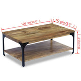 vidaXL Table Basse Table d'Appoint Etagère Bout de Canapé Bois de Manguier