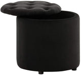 Tabouret Pouf Patin en Velours I Tabouret Coffre avec Espace De Rangement I Pouf Repose-Pieds, Couleur:Noir