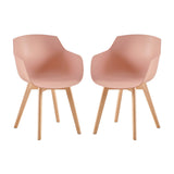 EGGREE Lot de 2 Chaises de Salle à Manger avec Pieds en Bois de Hêtre Massif, Fauteuils Scandinaves Chaise de Salon avec Accoudoirs, Rose Fumé