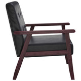 Keeushr Fauteuil rétro en cuir synthétique noir avec structure en bois robuste et rembourrage doux pour salon ou salle à manger, siège très stable