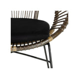 Tousmesmeubles Fauteuil Arrondi Rotin Gris/Métal - MAÏNA - L 71 x l 61 x H 87 cm - Neuf