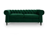 DecoInParis Canapé Chesterfield 3 Places en Velours Winston (Vert)