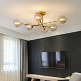 Pilanp Plafonnier Moderne Globe en Verre ambré plafonnier Multi-lumières plafonnier Salon Cuisine Chambre plafonniers intérieur Plafond Lustre décor à la Maison