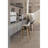 Kosmi Tabouret de Bar Blanc Style scandinave avec Pieds Effet Bois en métal - Hauteur 76cm