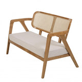 MACABANE Will - Canapé Flores 2 p. en Teck Dossier cannage Naturel Coussin Gris