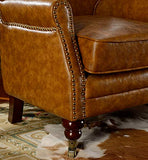 JVmoebel Chesterfield Fauteuil à oreilles en cuir Marron