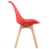 Happy Garden Lot de 4 chaises de Salle à Manger Style scandinaves Nora Rouges avec Coussin, chaises de Cuisine, chaises rembourrées, Pieds en Bois de hêtre Massif