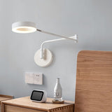 Applique Murale LED moderne 2 bras longs réglables rotatifs Lampe de Murale de chambre à coucher Bras oscillant en métal rétractable Lampe de chevet Lampe de lecture murale Wall lamp blanche