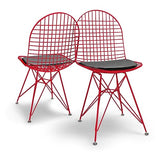 FRANKYSTAR COPENAGHEN Lot de 2 chaises en métal avec design industriel - Lot de 2 chaises de salle à manger, bureau, étude, couleur blanc, noir ou rouge (rouge)