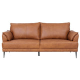 Soul Canapé en cuir 3 places Cognac Marron - Canapé en cuir véritable de qualité supérieure - Design scandinave - Ressorts ensachés - Pieds en métal - Confort moderne pour le salon - Intemporel et