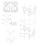 EVKA-Venux Table basse ronde, table basse pour le salon, table basse de 105 cm-75 cm-40 cm, table basse en verre trempé, table basse avec pieds en bois, noyer (châtaignier X)