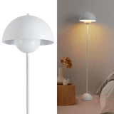 Alpinaluz Lampadaire en Acier avec Abat-jour Bombé – Style Scandinave et Rétro – Éclairage Indirect vers le Bas – Douille E27 – Interrupteur au Pied – Pour Salon ou Chambre (Blanc)