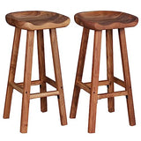 vidaXL Lot de 2 Tabourets de Bar, Chaise de Pub, Siège de Bistrot, Meuble de Salle à Manger Cuisine Salon Maison Intérieur, Bois d'Acacia Massif