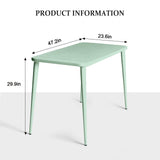 LOKKHAN Table à manger rectangulaire moderne en métal pour 6 personnes - Table intérieure et extérieure - Table de café, bar, bureau et réunion - Jardin - Balcon - 120 x 60 x 76 cm - Vert pois