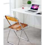 OHMG Chaise Pliante Moderne en Acrylique Transparent,Chaise Pliante empilable en Cristal,Siège de Salon en Plastique PC,Empilable Cadre chromé et Chaise Pliable,pour Banquet Conférence Fête