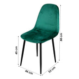 Urban Living "INOUI Chaise en Velours Vert avec Pied Metal Noir