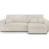 HOMIFAB Canapé d'angle Convertible réversible 4 Places avec Coffre de Rangement en Velours côtelé Beige - Livia