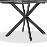 FRANKYSTAR Marui Small - Table à manger ovale en bois et métal avec pied central Kiso 150x90 cm - gris