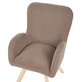Beliani Fauteuil Moderne en Bouclé Pieds en Bois Rembourrée avec Accoudoirs Marron Bjarn