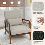 Fauteuil moderne rembourré avec pieds antidérapants en bois d'hévéa pour salon, chambre à coucher, bureau (gris avec soutien lombaire) assise confortable