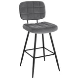 EUGAD Tabouret Bar, Chaise de Bar, avec Dossier, Repose-Pieds, Siège Rembourré, en Velours et Métal,Gris foncé,1043BY-1