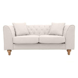 Miliboo Canapé 2 Places capitonné en Tissu Beige et Bois Clair Montaigne