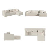 DEZAGCE Canapé d’Angle modulable en Tissu Beige, Grand canapé 4–5 Places avec méridienne, Coussins Inclus, Design Moderne et Confortable, 269 × 175 cm