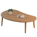 lcvtos Table Basse Moderne en Bois Massif, Petite Table à Thé Ovale avec Pieds Stables, Design Minimaliste, Plateau Épais en MDF avec Surface Résistante aux Rayures, pour Salon (Bois Naturel)