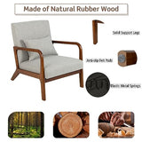 Fauteuil moderne rembourré avec pieds antidérapants en bois d'hévéa pour salon, chambre à coucher, bureau (gris avec soutien lombaire) assise confortable