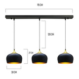 bamyum Lot de 3 Suspension Luminaire Moderne en Metal, Lustre Salle à Manger Ronde de 30 cm, Lustre Cuisine E27 en Métal, Plafonnier, Lampe pour Chambre, Salon, Couloir, Noir
